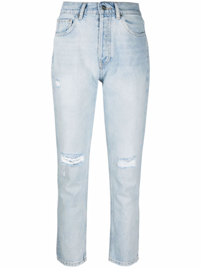 Anine Bing Sonya Distressed-effect Jeans In Blue