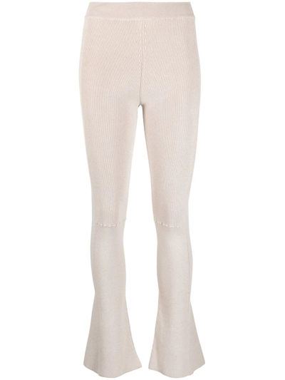 Jacquemus Flared Knitted Trousers In Neutrals