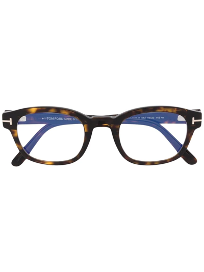 Tom Ford Tortoiseshell Square-frame Glasses In Brown