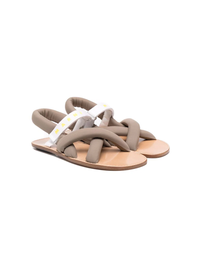 Marni Teen Open-toe Leather Sandals In Var3 Gum Bianco