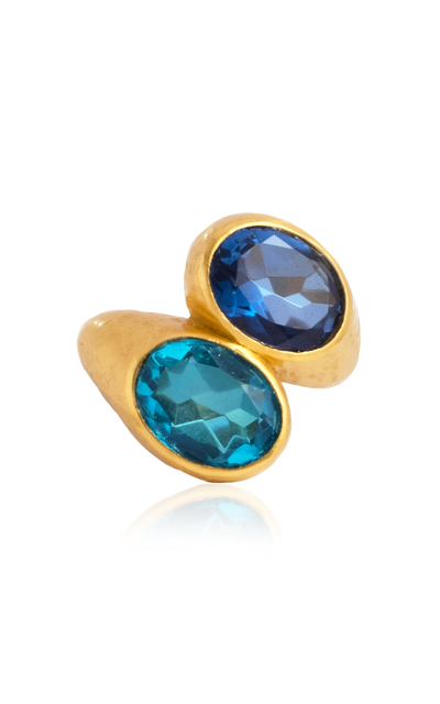 Valére Women's Santorini 24k Gold-plated Brass Quartz Ring In Blue