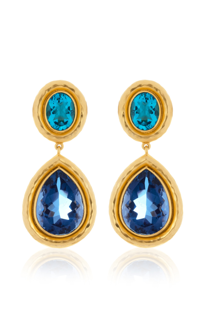 Valére Women's Santorini 24k Gold-plated Brass Quartz Earrings In Blue