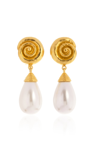 Valére Women's Delia 24k Gold-plated Brass Pearl Earrings In White