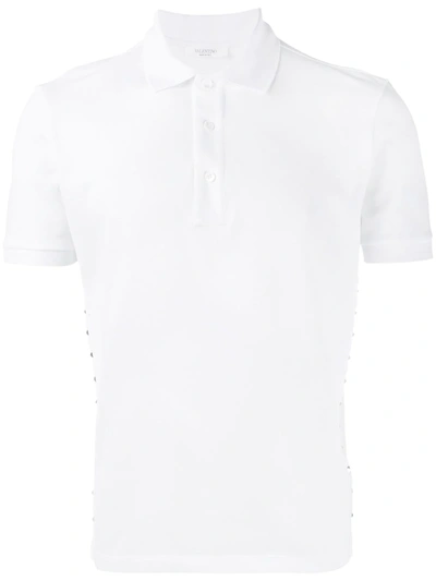 Valentino Rockstud Untitled Polo Shirt In White