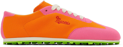 Marni Pink & Orange Pebble Sneakers In Zo091 Light Orange+f