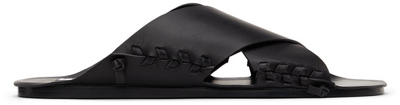 Jil Sander Leather Strap Sandals In Black