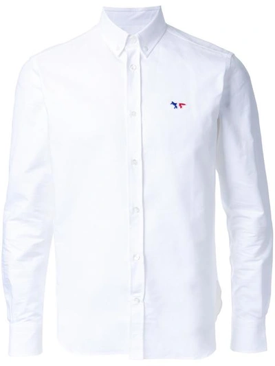 Maison Kitsuné Logo-embroidered Cotton Shirt In White