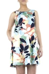 Nina Leonard Scoop Neck Sleeveless Dress In Navy Carolina Palm Beach