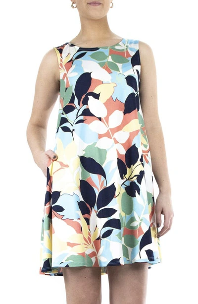 Nina Leonard Scoop Neck Sleeveless Dress In Navy Carolina Palm Beach