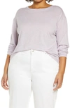 Vince Boxy Long Sleeve Cotton Crewneck Top In Dk Violetta