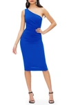 Dress The Population Martine Stretch Crepe One-shoulder Dress In Electric Blue
