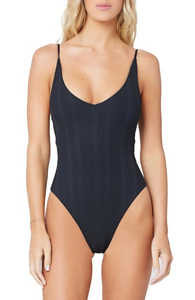 L*space Gianna Strappy Pointelle One-piece Swimsuit In Black