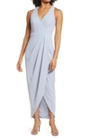 Xscape Tulip Hem Sleeveless Crepe Gown In Sky Blue