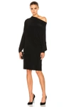 Norma Kamali Long-sleeve Asymmetric-neck Sheath Dress In Black