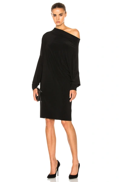 Norma Kamali Long-sleeve Asymmetric-neck Sheath Dress In Black  