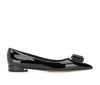 Ferragamo Viva Bow Leather Ballerina Flats In Black