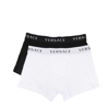 VERSACE LOGO-WAISTBAND BOXERS (PACK OF 2) MENS WHITE, BRAND SIZE 7