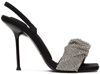 ALEXANDER WANG BLACK CRYSTAL SCRUNCHIE JULIE HEELED SANDALS