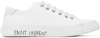 Saint Laurent Malibu Leather-trimmed Distressed Cotton-canvas Sneakers In White