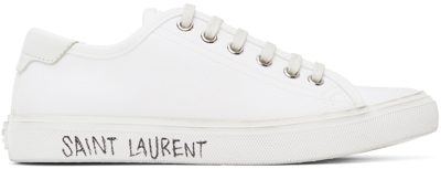 Saint Laurent White Canvas Malibu Sneakers