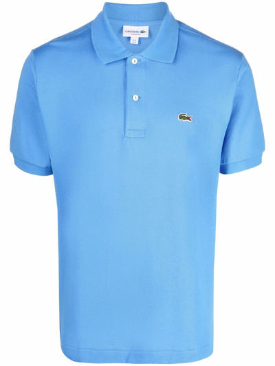 Lacoste Logo-patch Cotton Polo Shirt In Blue