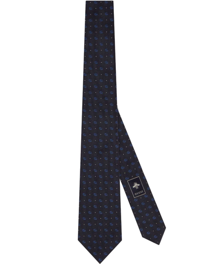 Gucci Gg Pattern Tie In Blue