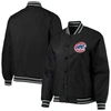 JH DESIGN JH DESIGN BLACK CHICAGO CUBS PLUS SIZE POLY TWILL FULL-SNAP JACKET