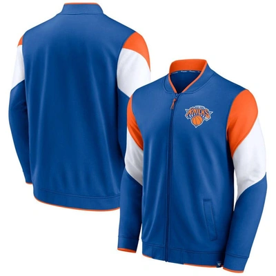 Fanatics Men's  Branded Blue, Orange New York Knicks League Best Performance Full-zip Jacket In Blue,orange