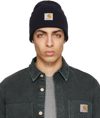 Carhartt Logo-patch Knitted Beanie In Dark Navy