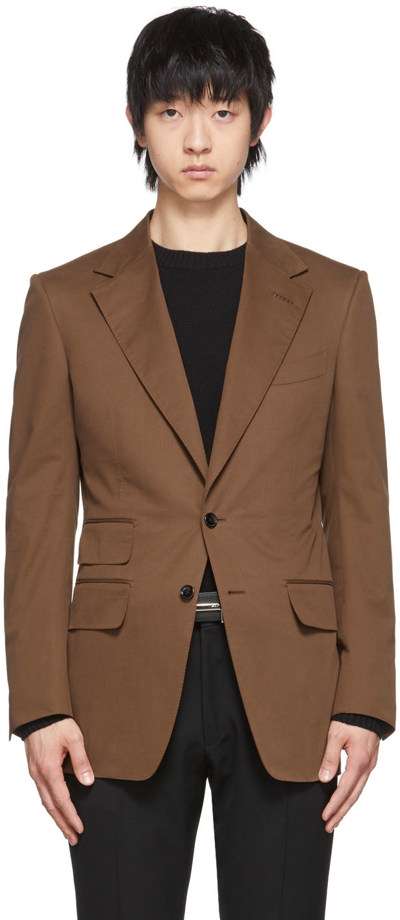 Tom Ford Atticus Cotton Blend Blazer In Dk Brw Sld