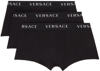 VERSACE THREE-PACK BLACK LOGO BOXERS