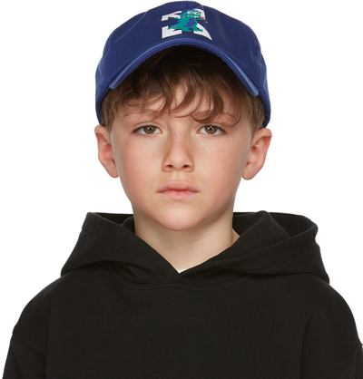 Off-white Kids' Monster Arrow Gabardine Baseball Hat In Blue