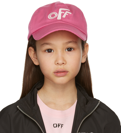 Off-white Kids Pink Stamp Baseball Cap In Fuchsia Pink