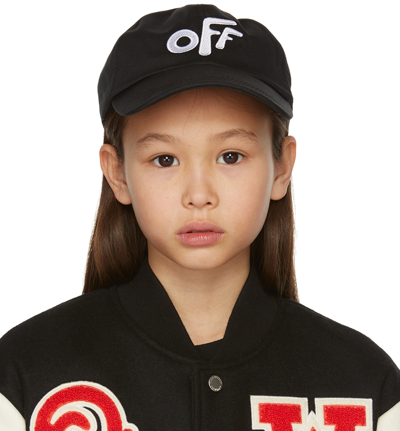 Off-white Kids Logo-embroidered Cotton Baseball Cap In Nero