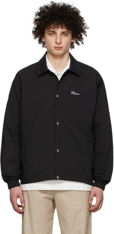 Drôle De Monsieur "not From Paris Madame" Lightweight Jacket In Black