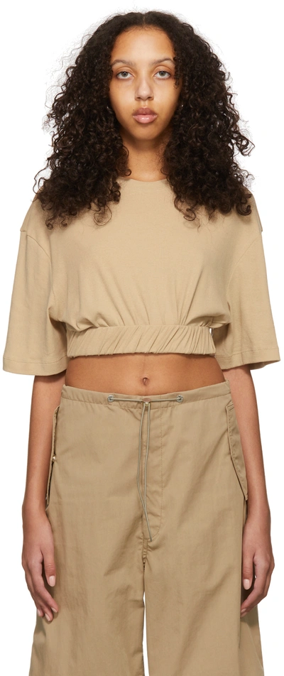 Dion Lee Cropped Cotton T-shirt In Sand Dollar