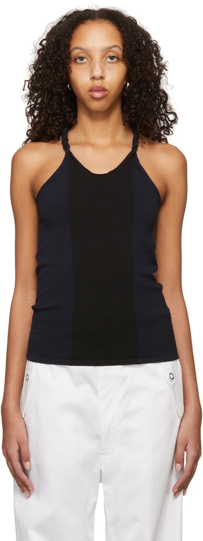 Dion Lee Black & Navy Cotton Tank Top In Black/navy