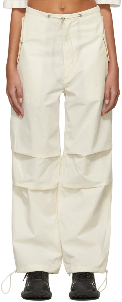 Dion Lee Relaxed-fit Mid-rise Cotton-twill Parachute Trousers In Ivory