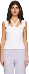 Mm6 Maison Margiela Crisscross Halter Cotton Tank Top In 100 White