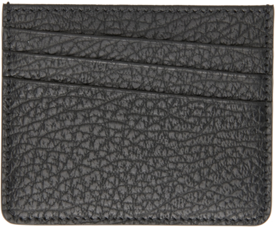 Maison Margiela Grained Leather Logo Detail Card Holder In Black