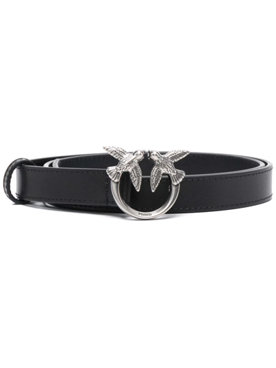 Pinko Logo Plaque Buckle Belt In Neroold Silver