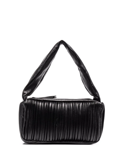 Frenzlauer Ruched Leather Tote In Black