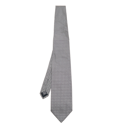 Pre-owned Boss By Hugo Boss Grey Square Patterned Silk Jacquard Tie