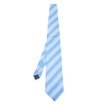 Pre-owned Lanvin Ombre Blue Printed Silk Tie