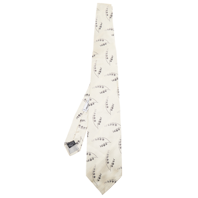 Pre-owned Dolce & Gabbana Cream Floral Silk Jacquard Tie