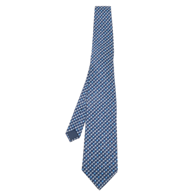 Pre-owned Lanvin Blue Printed Silk Tie In Navy Blue