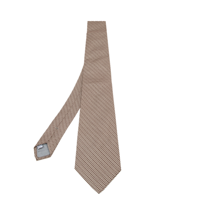 Pre-owned Dior Beige & Brown Chevron Jacquard Silk Tie