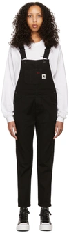 Carhartt Black Denim Overalls With Pocket In Black Rinsed