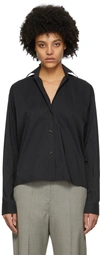 Lemaire Collarless Wrap-style Shirt In Brown