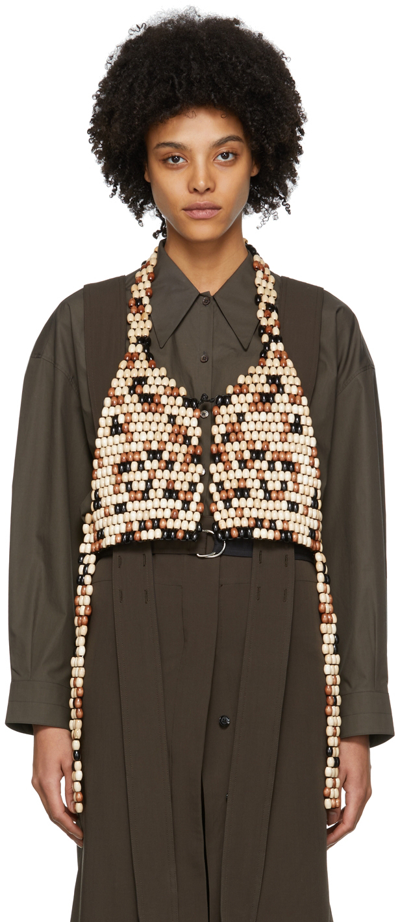 Lemaire Multicolor Wood Pearl Vest In 150 Multicolor